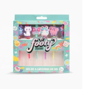 lapiceras Footy Gel Set x6 Con Aplique Rubber LIB355