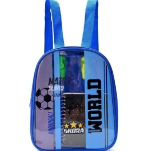 Mochila Skora Futbol Azul Con Set Escolar