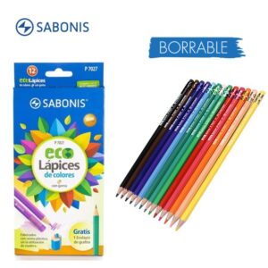Lapices borrables Sabonis Ecologicos x12+1 lapiz hb