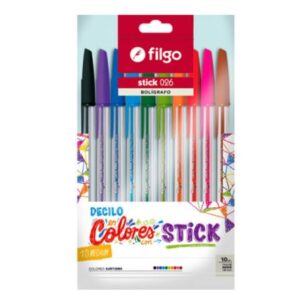Lapiceras Filgo Stick x10 Colores Surtidos